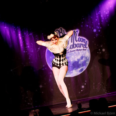 Colette Collerette from Belgium performing at the Blue Moon Cabaret - The Decadent Burlesque Soiree by Boudoir Noir Production, Finest Vintage Entertainment!